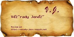 Várady Jenő névjegykártya
